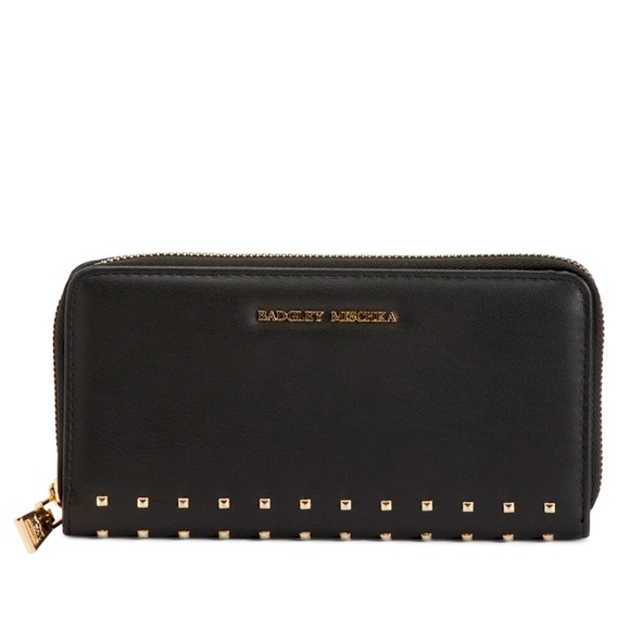 Badgley Mischka Studded Zip Around Wallet - Picture 1 of 3